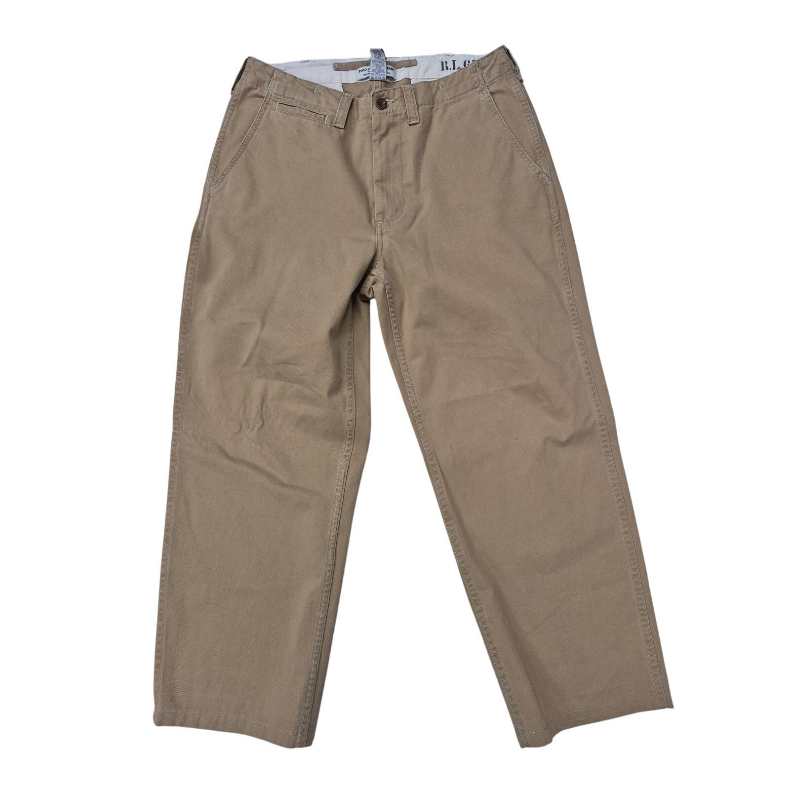 vtg 80s Ralph Lauren Polo Jeans 100% Cotton Khakis Pants Brown Sz 32 x 28 - $87.12