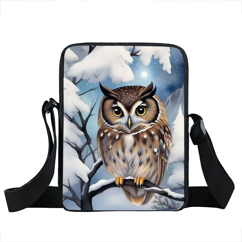 Cartoon Owl Illustration Print Crossbody Bags Owl Painting Messenger Bag Boys Gi - £16.49 GBP