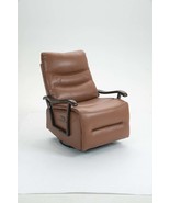 Power Swivel Rocker Recliner Chair - Faux Leather, Wood Arms, Wide 350lbs - $871.21 CAD