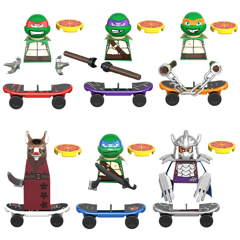 6Pcs/Set TMNT Mini Action Figures Ninja Turtle Bricks Leo Raph Don Doll Assemble - £14.33 GBP