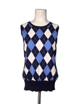 Brooks Bros 346 Womens Argyle Sweater Vest Size M Navy Sleeveless Golf P... - $22.79