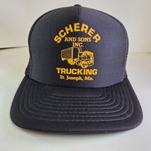 Vintage Scherer &amp; Sons Trucking Hat St. Joseph MN Black Foam Mesh Snapba... - $24.99