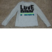 Victorias Secret PINK Sweatshirt Gray Long Sleeve Round Neck Love Pink L... - $23.76