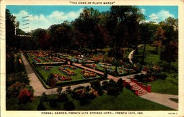 Vintage Postcard 1935 The Home of Pluto Water Formal Gardens French Lick IN BK40 - £3.95 GBP