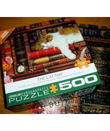 Jigsaw Puzzle 500 Large Pieces Cat Orange White Napping On A Bookshelf C... - £11.67 GBP