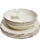 Tommy Bahama Set of 8 White Crackled Melamine Dinner Plates and Bowls 4 ... - $83.27