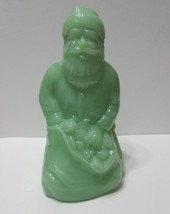 Mosser Glass Jadeite Green Kneeling Santa Claus Figurine Former Fenton Mold - £42.60 GBP