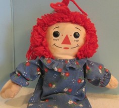 Vintage Hasbro Raggedy Ann Doll 12&quot; W/HEART Red Yarn Blue Dress - £14.43 GBP