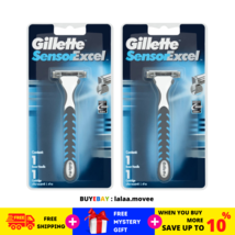2X Gillette Sensor Excel Razor 1 Handle + 1 Blades Cartridge Twin blades manual - £17.90 GBP