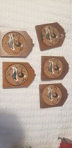 Vintage Wooden Coaster Set With Holder.  Birds, 5 Coasters. - £6.21 GBP