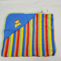 Vintage Little Me Blue Orange Green Yellow Lion Stripe Baby Blanket Boy NEW - $79.19