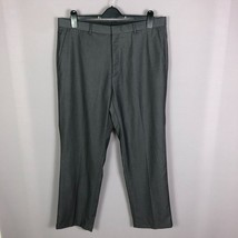 Calvin Klein Mens Gray Flat Front Polyester Blend Dress Pants Size 36x30 - £31.45 GBP