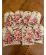 16 Pink Christmas Junk Journal Tags - $12.00