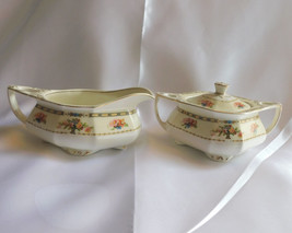 W.H. Grindley Sugar Bowl and Creamer in Sheraton Ivory # 21872 - £3.94 GBP