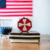 WII US Army Eighth Army Military Patch Red Octagon w/ White Amphibious 8th - $9.87