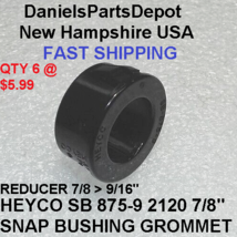 x6 7/8&quot; HEYCO SB-875-9 #2120 SNAP BUSHING BLACK NYLON PLASTIC CABLE PROT... - $5.99