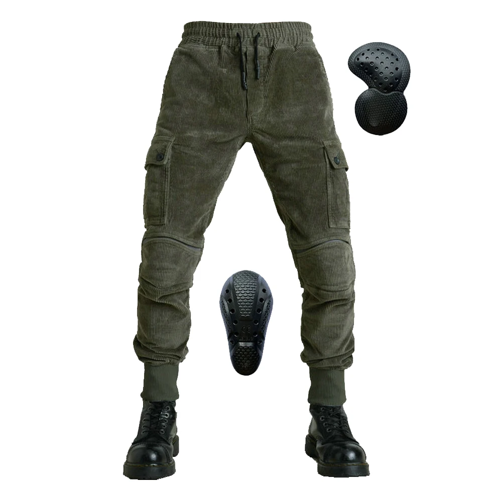 New Men&#39;s Stretch Corduroy Pants Workpants 6-Pocket Motorcycle Riding Protective - £98.68 GBP