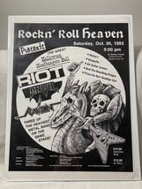Original 1982 Rockn&#39; Roll Heaven Poster Jonny Z&#39;s First Show Riot Anvil Raven - £2,367.08 GBP