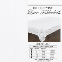 Vinyl Crochet Lace Tablecloth White 60x104 Stain-Resistant Wipeable Durable - $21.73