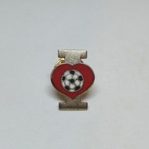 Vintage I Love Soccer Ball .75&quot; Gold Tone Lapel Hat Pin - £4.26 GBP