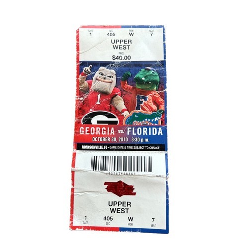 2010 Georgia Bulldogs v Florida Gators Football Ticket Stub 10/30 Burton... - £11.28 GBP