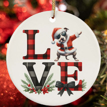 Plaid Love Staffordshire Bull Terrier Dog Dabbing Christmas Ornament Gift Decor - £12.72 GBP