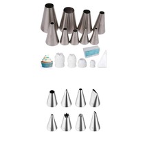 9 Pcs Round Piping Tips Set &amp; 8 Pcs Icing Tips Set For Cake Decorating - $37.99