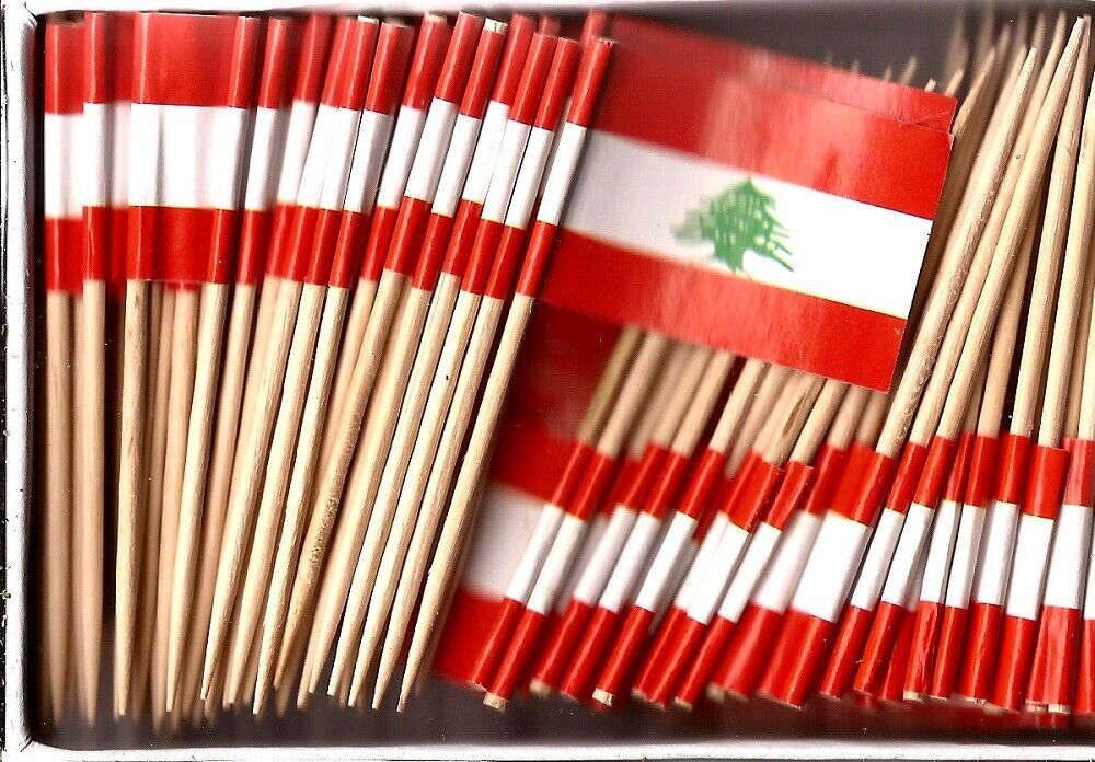 Box of 100 Lebanon Toothpick Flags, 100 Small Mini Lebanese Flag Cupcake... - $7.90