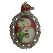 Vintage Santa Claus Telephone Convex Picture Frame Red Crystal Pendant C... - £14.98 GBP
