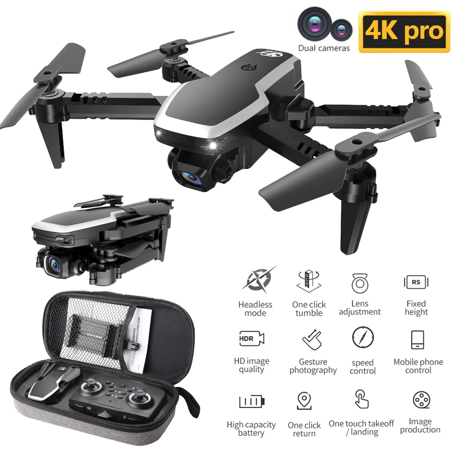S171 Pro Foldable Wifi RC Drone Quadcopter Aircraft UAV Toy with 4K HD Camera &amp; - £34.32 GBP+