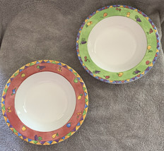 Sango Sangria KIWI STRAWBERRY Rimmed Soup Bowls Set of 2 Sue Zipkin Unus... - $19.99