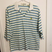 VTG Masters Golf Shirt Women Sz XL Multi Stripe 3/4 Sleeve V-Neck Magnolia Lane - £13.85 GBP