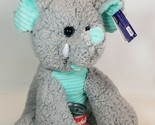 KellyToy Original 18&quot; Plush Elephant Ribbed Aqua Gray Sherpa New Stuffed... - $21.73