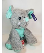 KellyToy Original 18&quot; Plush Elephant Ribbed Aqua Gray Sherpa New Stuffed... - £17.34 GBP