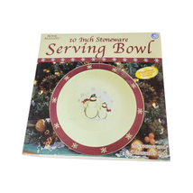 Royal Seasons Holiday Snowman Pattern 10 in Serving Bowl Stoneware Christmas - £11.85 GBP