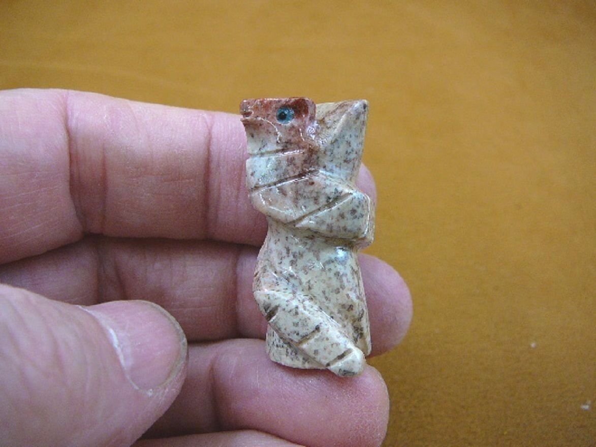 (Y-SNAK-51) little tan Coiled Snake gemstone carving soapstone Peru love... - $8.59