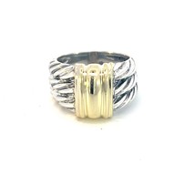 David Yurman Authentic Estate Triple Cable Ring 5.75 14k Gold Silver DY425 - £308.63 GBP