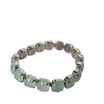 Estate Silvertone Prongset Round Faceted Pale Aqua Plastic Rhinestone Br... - €14,40 EUR