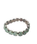 Estate Silvertone Prongset Round Faceted Pale Aqua Plastic Rhinestone Br... - $23.05 CAD
