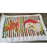 Vintage Cannon Christmas Santa Rudolph Terry Dish Towel Set 2 15x24 Made... - $27.85