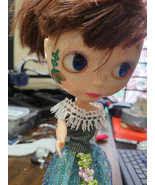 Blyth doll customized with outfit and stand brunette  hair green  dress ... - $103.77 CAD