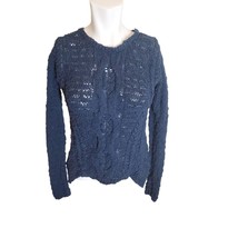 Moth Anthropologie Boho Open Knit Sweater High Low Crochet Scoop Neck Na... - $18.69