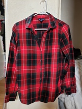 gap women bf fit long sleeve dress shirt casual x small blk , red, white striped - £35.06 GBP