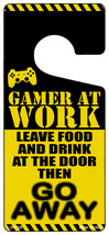 Gamer At Work Go Away Console Novelty Metal Door Hanger - £15.14 GBP