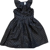 Gymboree Sz 5 Black w/ Silver Polka Dots Party Dress - $14.40