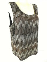 Chicos Women&#39;s 3 sleeveless brown white fully LINED stretch top (O)pm - £6.07 GBP