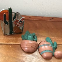 Gently Used Lot of Burwood Products Plastic Cactus &amp; Southwest Pots Wall Decorat - £11.00 GBP