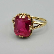 Wedding Gift Natural Ruby 5.50 Carat Ring 925 Sterling Silver Gold Plated Ring H - £77.50 GBP