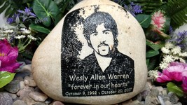 Photo/Photograph Stone/Rock Memorial Custom made To Order Name Date added and pa - £55.15 GBP