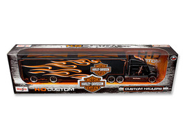 Harley Davidson Custom Hauler Trailer Black "Custom Haulers" Series 1/64 Diecast - $1,677.77 MXN